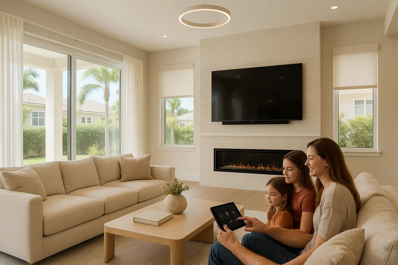 Tampa Luxury smart home interior Tampa luxury smart home interior with unified automation system and modern technology.
