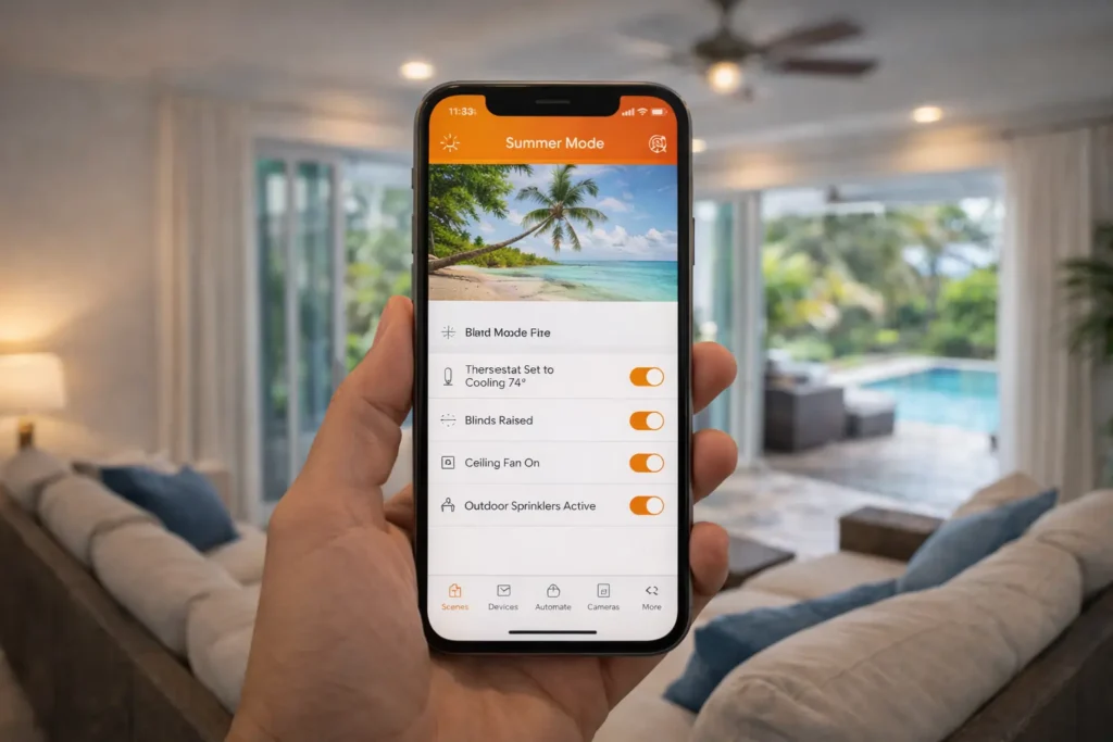 Hive summer automation app in Tampa home