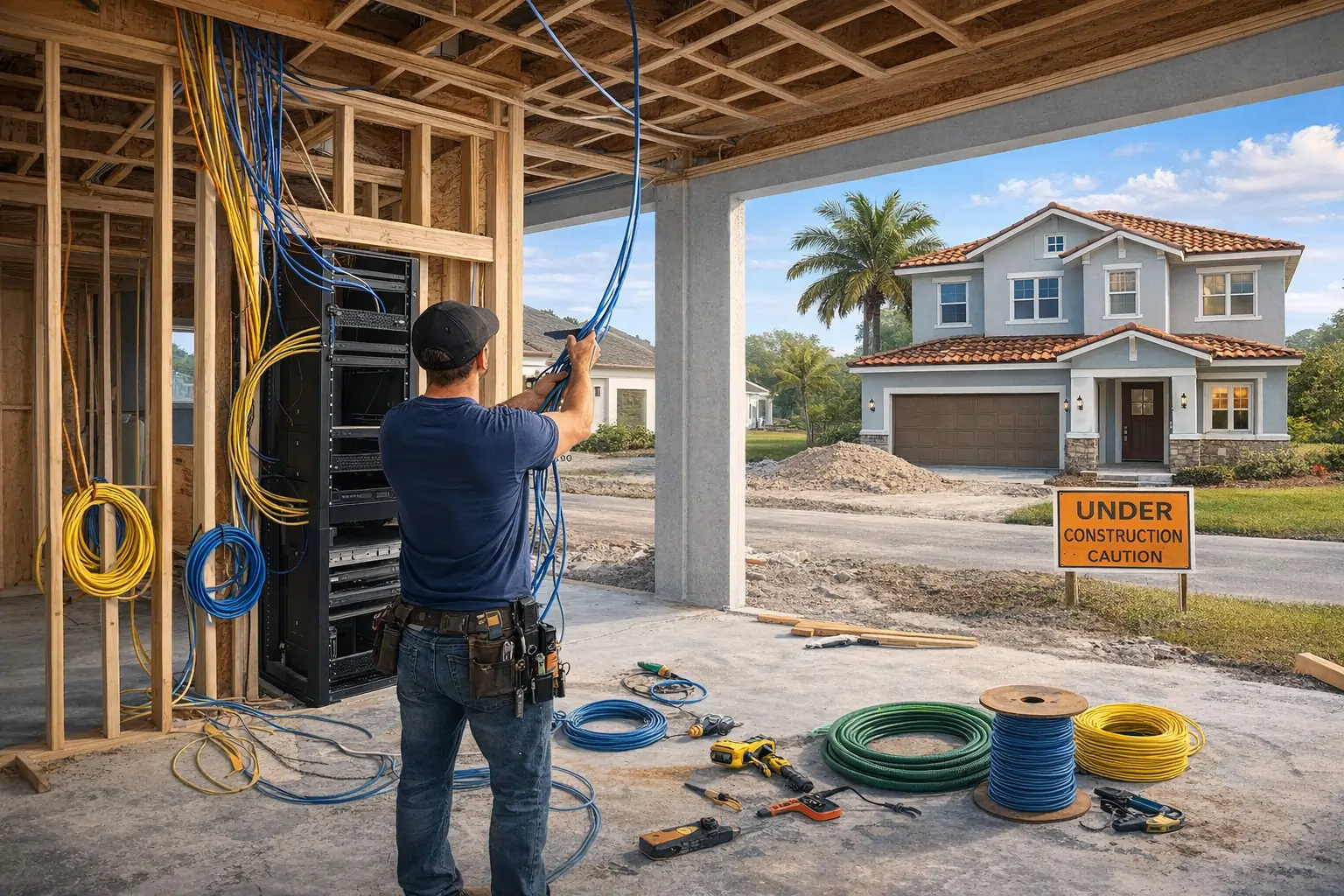 Prewiring a new Hive Florida-style home